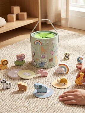 Montessori Wooden Matching Game Memory Toy Sorting Set New